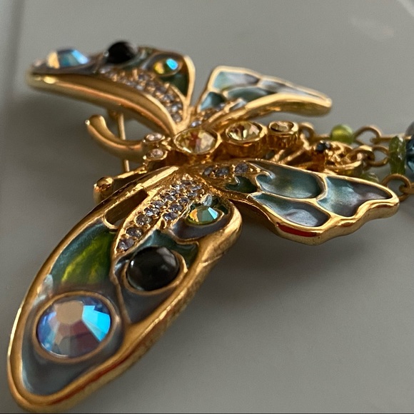 Kirks Folly Collectible Butterfly With Enamel AB Rhinestone Brooch - Picture 11 of 12
